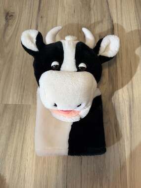 Vintage Dakin 10" Plush Cow Puppet 1984 Dairy Farm Animal Baby Einstein Rare
